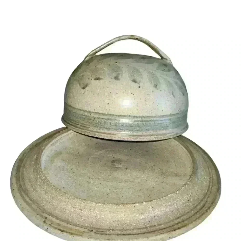 Handmade Ceramic Butter Dish with Lid - Sage Green